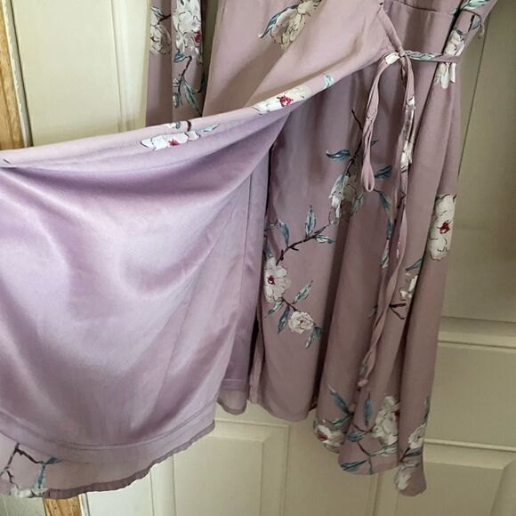 LUSH Mini Wrap Dress Purple Floral Cottagecore XS - Picture 6 of 11